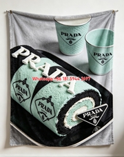 Prada Mint Green Black Cake Print Flannel Throw Blanket IMG_2784